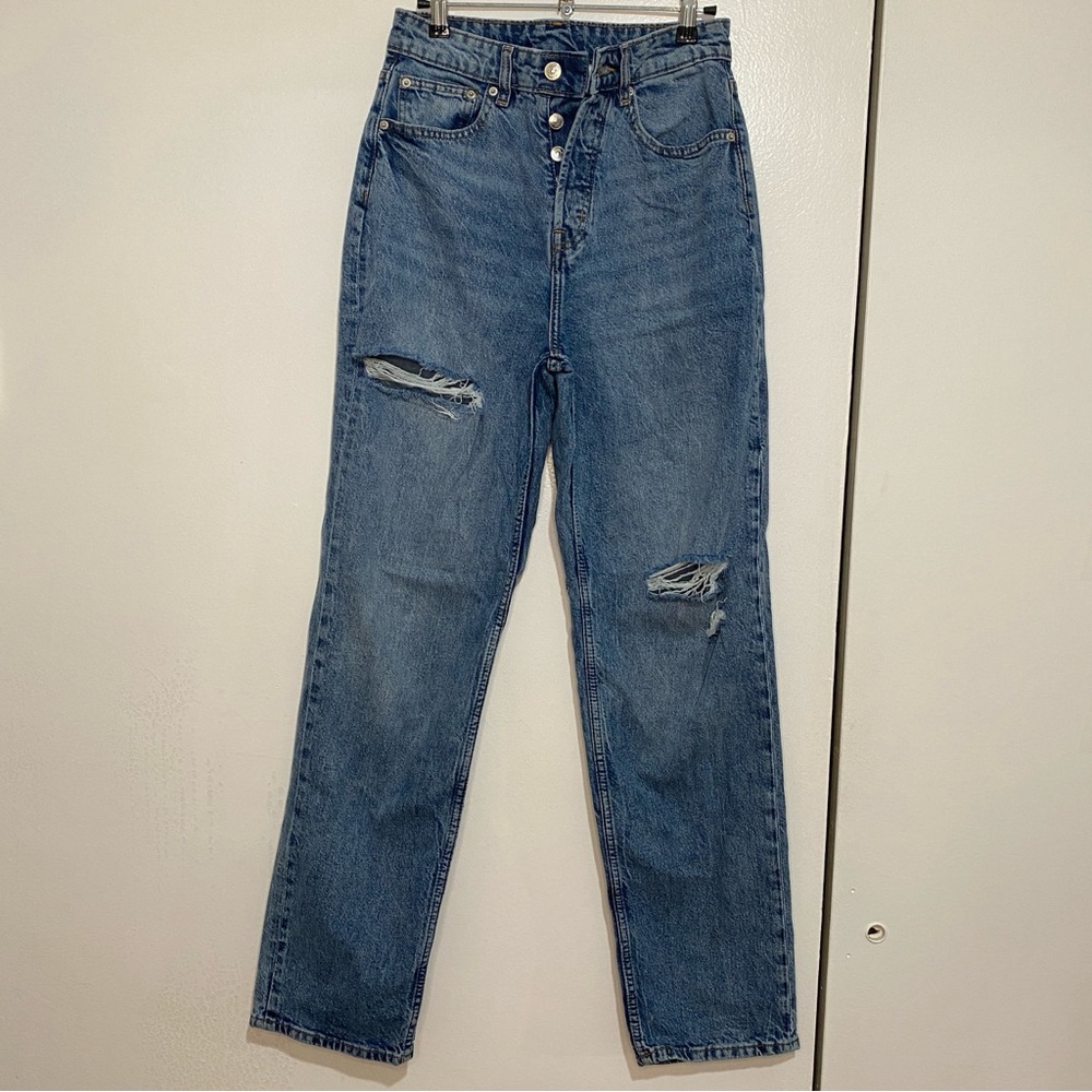 High-Waisted Blue Jeans